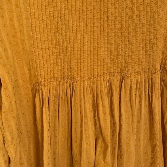J JIll Shirt Top Tunic Mustard Yellow Boho Peasant Size L - Picture 9 of 9